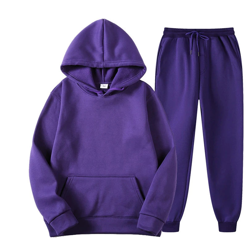 Elevate Your Workout with Our Stylish Women's Tracksuit: Cozy Hooded Pullover & Fleece Jogger Set for Autumn Fitness