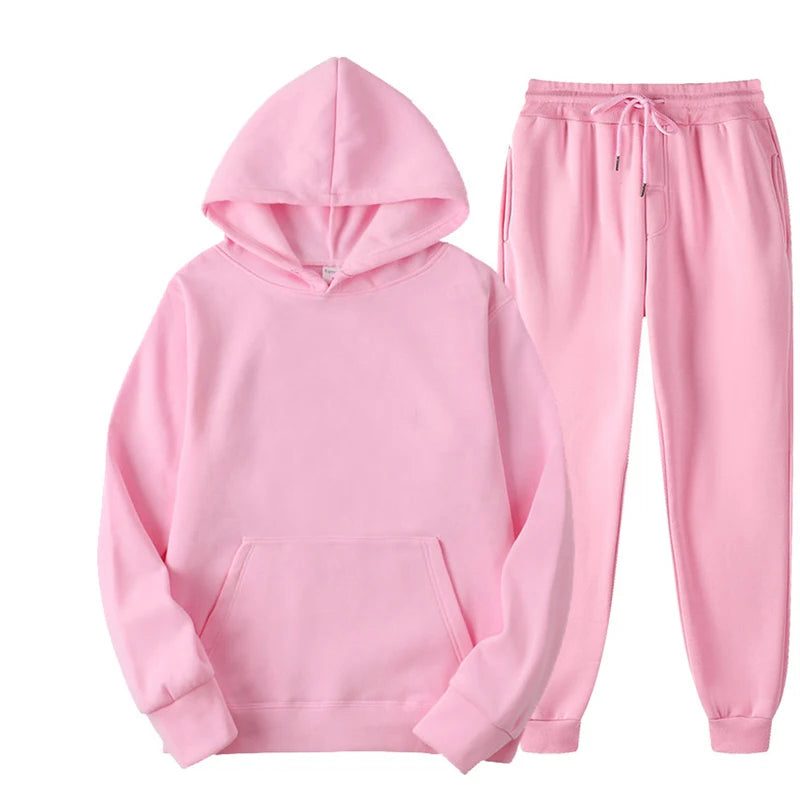 Elevate Your Workout with Our Stylish Women's Tracksuit: Cozy Hooded Pullover & Fleece Jogger Set for Autumn Fitness
