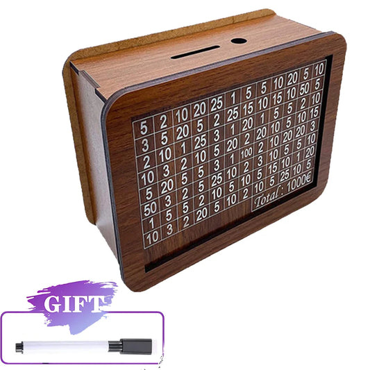 Discover the Charming Wooden Piggy Bank - Handmade Money Box with Savings Goal Tracker for Kids!