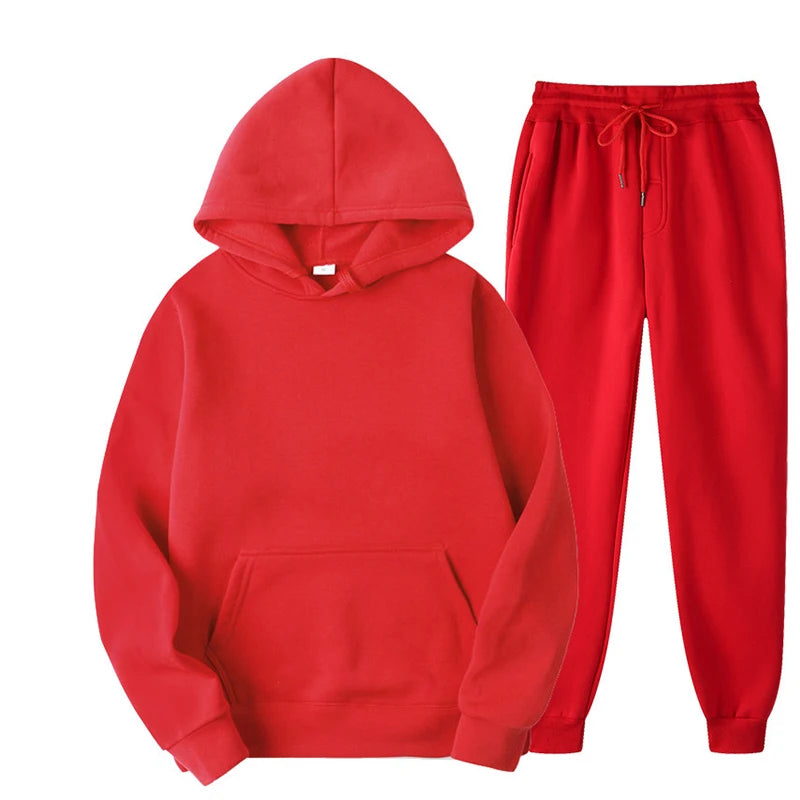 Elevate Your Workout with Our Stylish Women's Tracksuit: Cozy Hooded Pullover & Fleece Jogger Set for Autumn Fitness